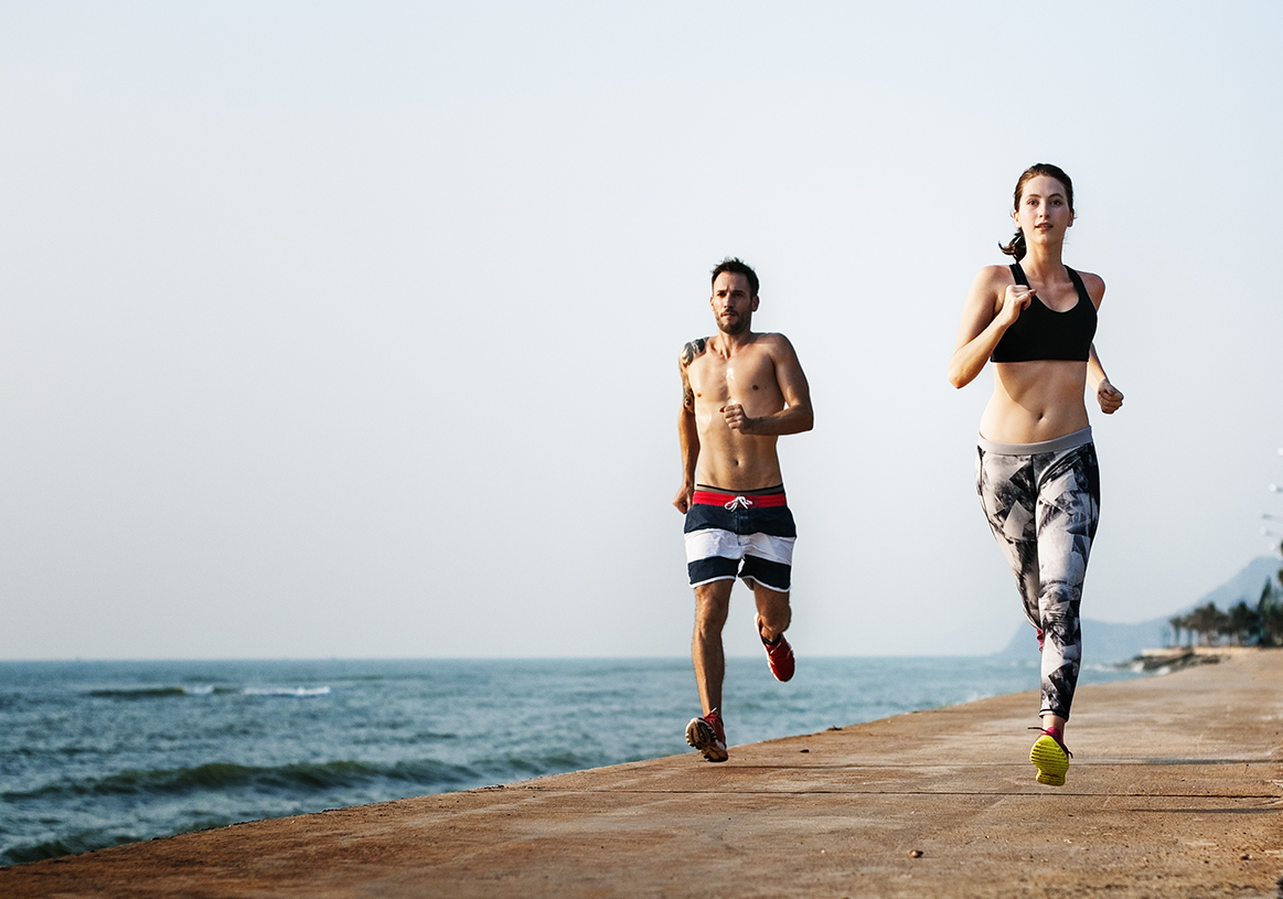 Running Exercise Training Healthy Lifestyle Beach Concept
